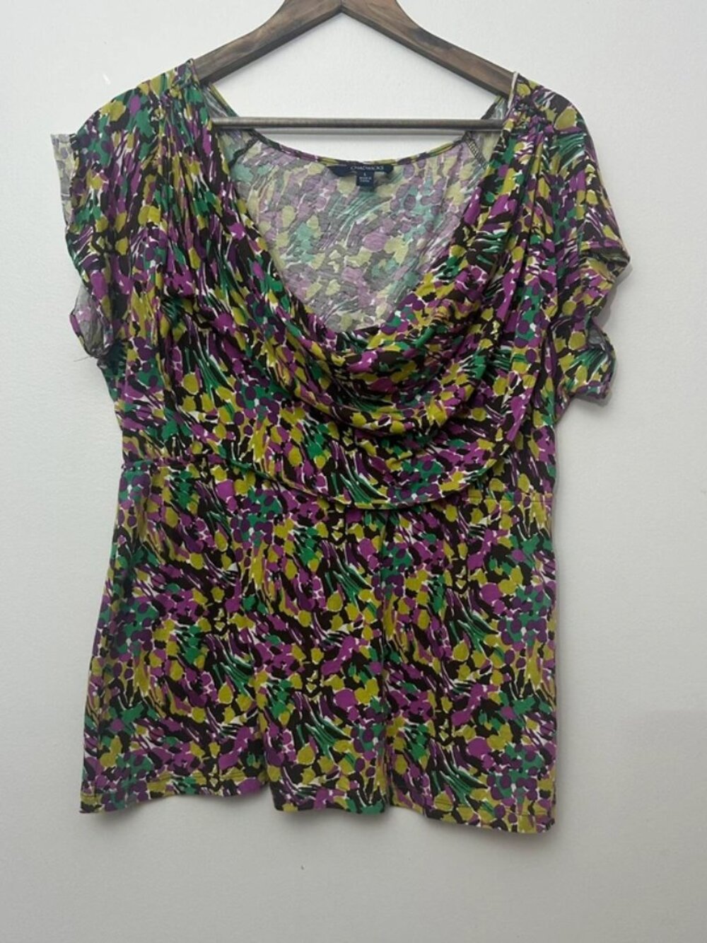 Chadwick's Purple Green Yellow Blouse Large